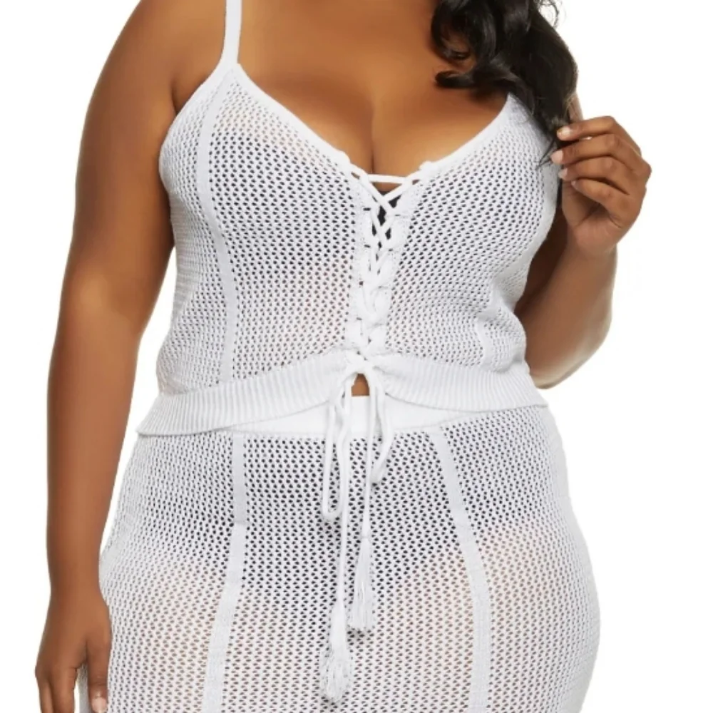 Almost Famous 2XL White Crochet Top and Skirt Set - Picture 7 of 12